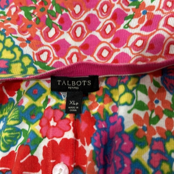 TALBOTS Colorful Geo & Floral Print Button-Up Cardigan Sweater Womens Sz… - Picture 10 of 13